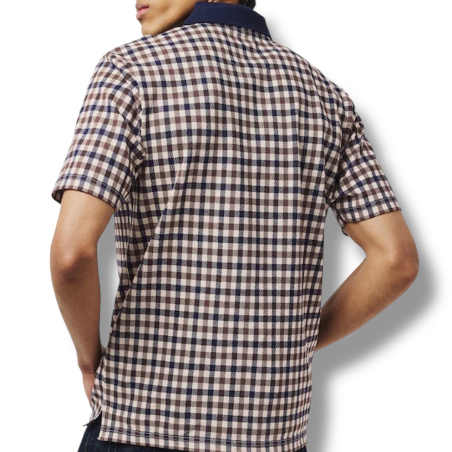 AQUASCUTUM SMALL CHECK POLO SHIRT BROWN - BEIGE