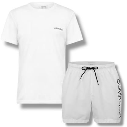 CALVIN KLEIN T-SHIRT & SWIM SHORTS SET WHITE