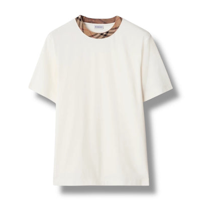 BURBERRY CHECK COLLAR T-SHIRT WHITE