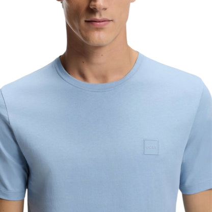 HUGO BOSS PATCH T-SHIRT & VERTI LOGO SWIM SHORTS SET LIGHT BLUE & NAVY BLUE