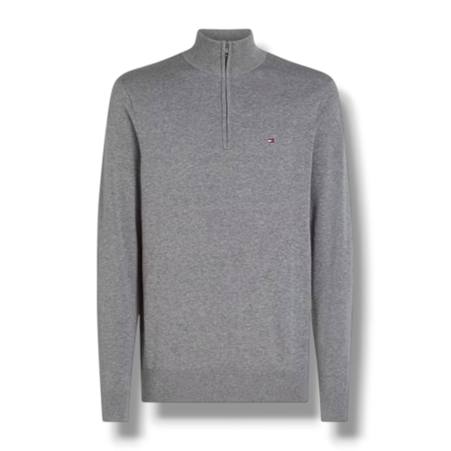 TOMMY HILFIGER 1/4 ZIP THIN KNIT SWEATER GREY
