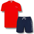 CALVIN KLEIN T-SHIRT & SWIM SHORTS SET RED & NAVY BLUE