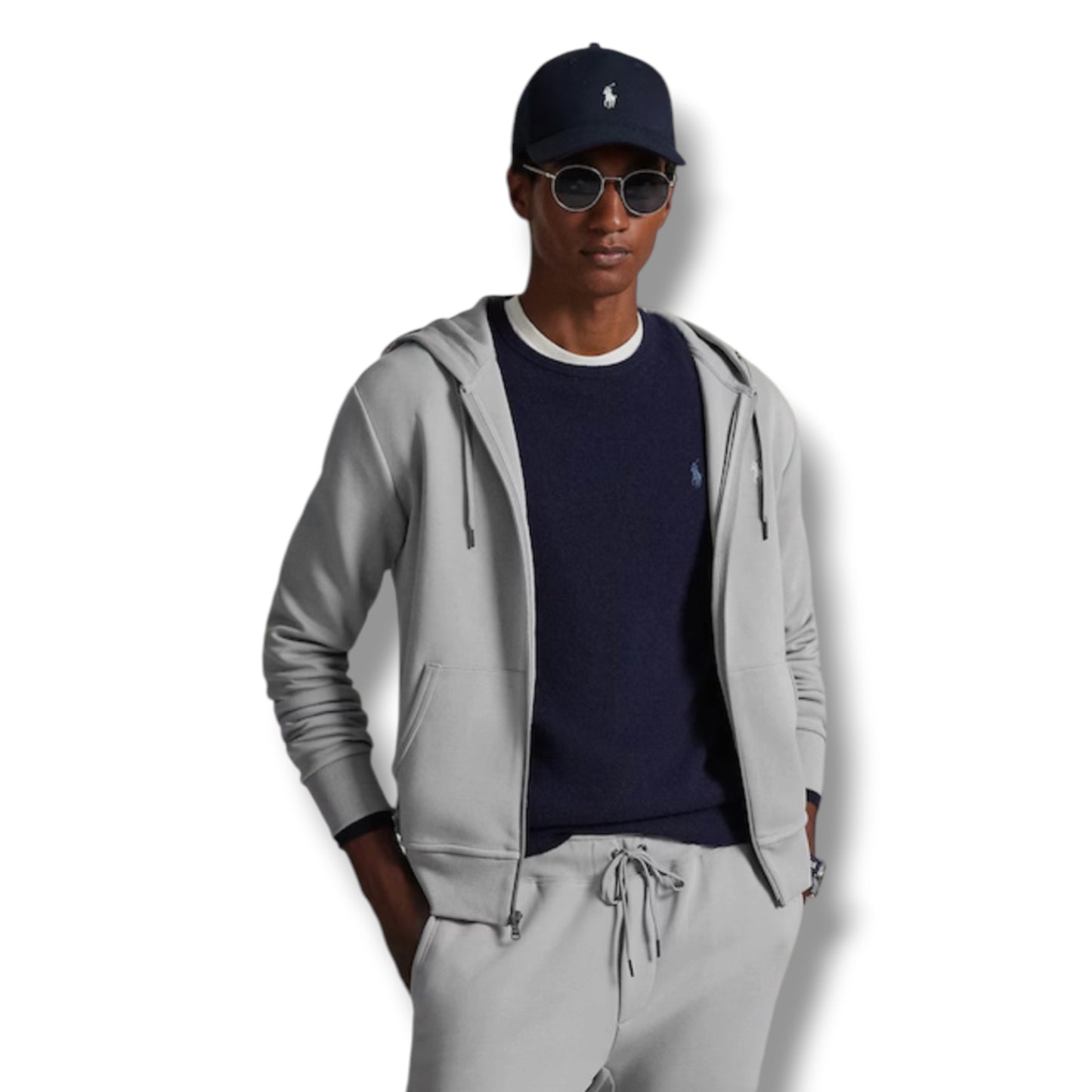 RALPH LAUREN TECH FULL ZIP HOODED TRACKSUIT SOFT GREY