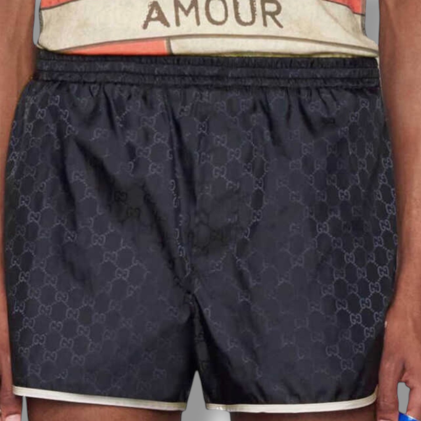 GUCCI BEE MONOGRAM SWIM SHORTS NAVY BLUE