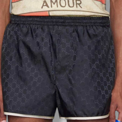 GUCCI BEE MONOGRAM SWIM SHORTS NAVY BLUE