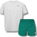CASABLANCA DIAMOND T-SHIRT & SWIM SHORTS SET GREY & GREEN