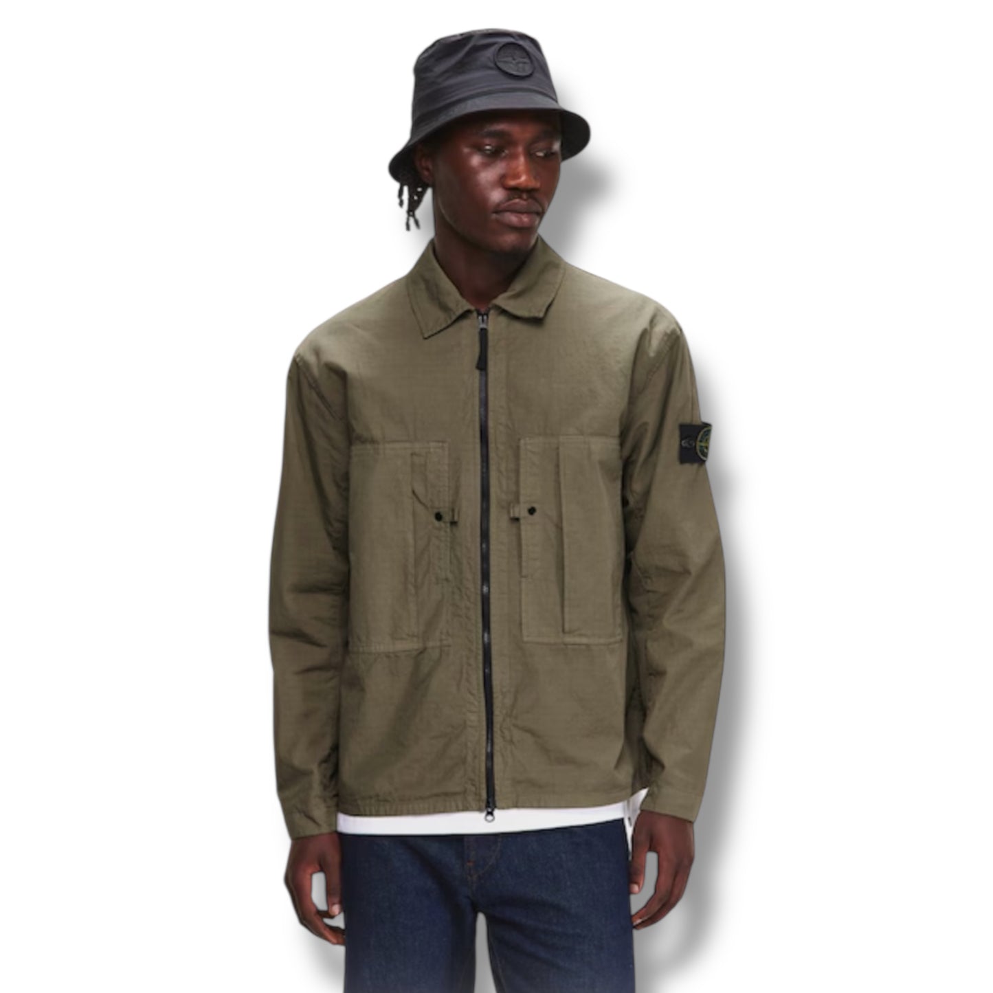 STONE ISLAND RIPSTOP OVERSHIRT KHAKI GREEN