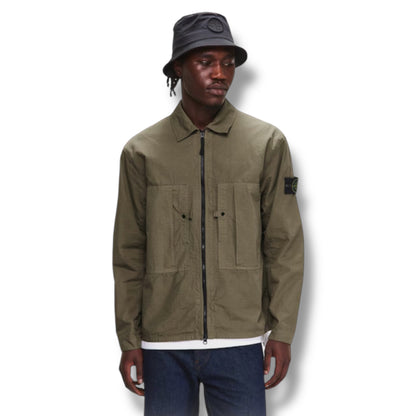 STONE ISLAND RIPSTOP OVERSHIRT KHAKI GREEN