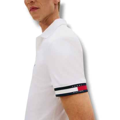 TOMMY HILFIGER FLAG TRIM POLO SHIRT WHITE