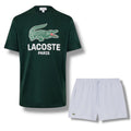 LACOSTE LARGE LOGO T-SHIRT & SWIM SHORTS SET GREEN & LIGHT BLUE