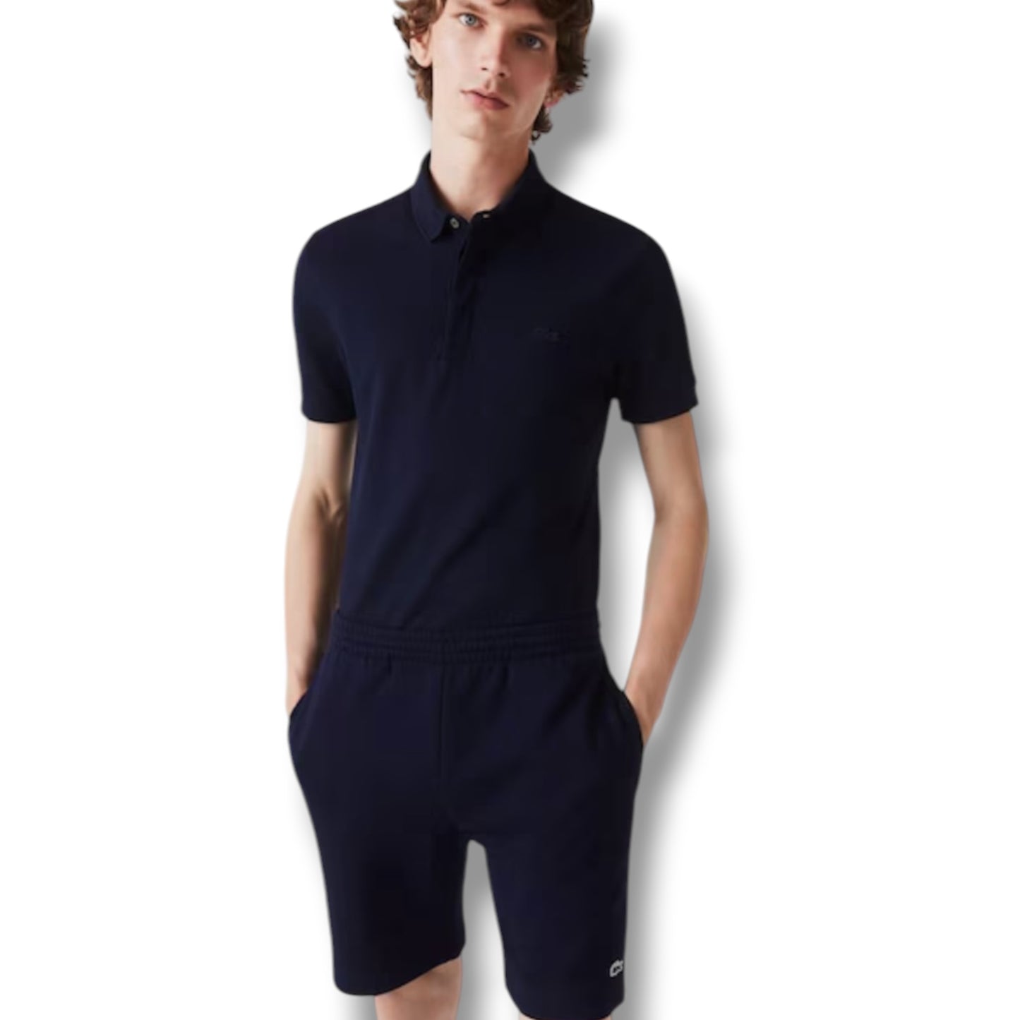 LACOSTE LARGE LOGO T-SHIRT & JERSEY SHORTS SET NAVY