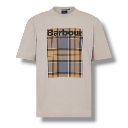 BARBOUR BOX CHECK LOGO T-SHIRT & CHECK SWIM SHORTS SET BEIGE