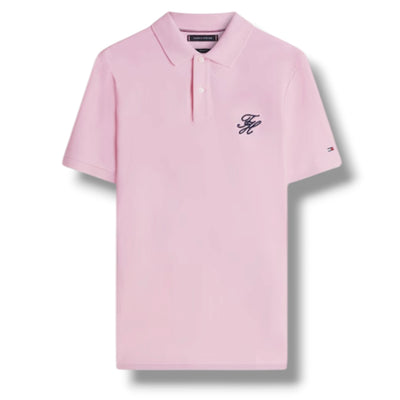 TOMMY HILFIGER ITALIC LOGO POLO SHIRT PINK