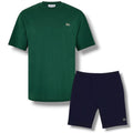 LACOSTE SMALL LOGO T-SHIRT & JERSEY SHORTS SET GREEN & NAVY BLUE