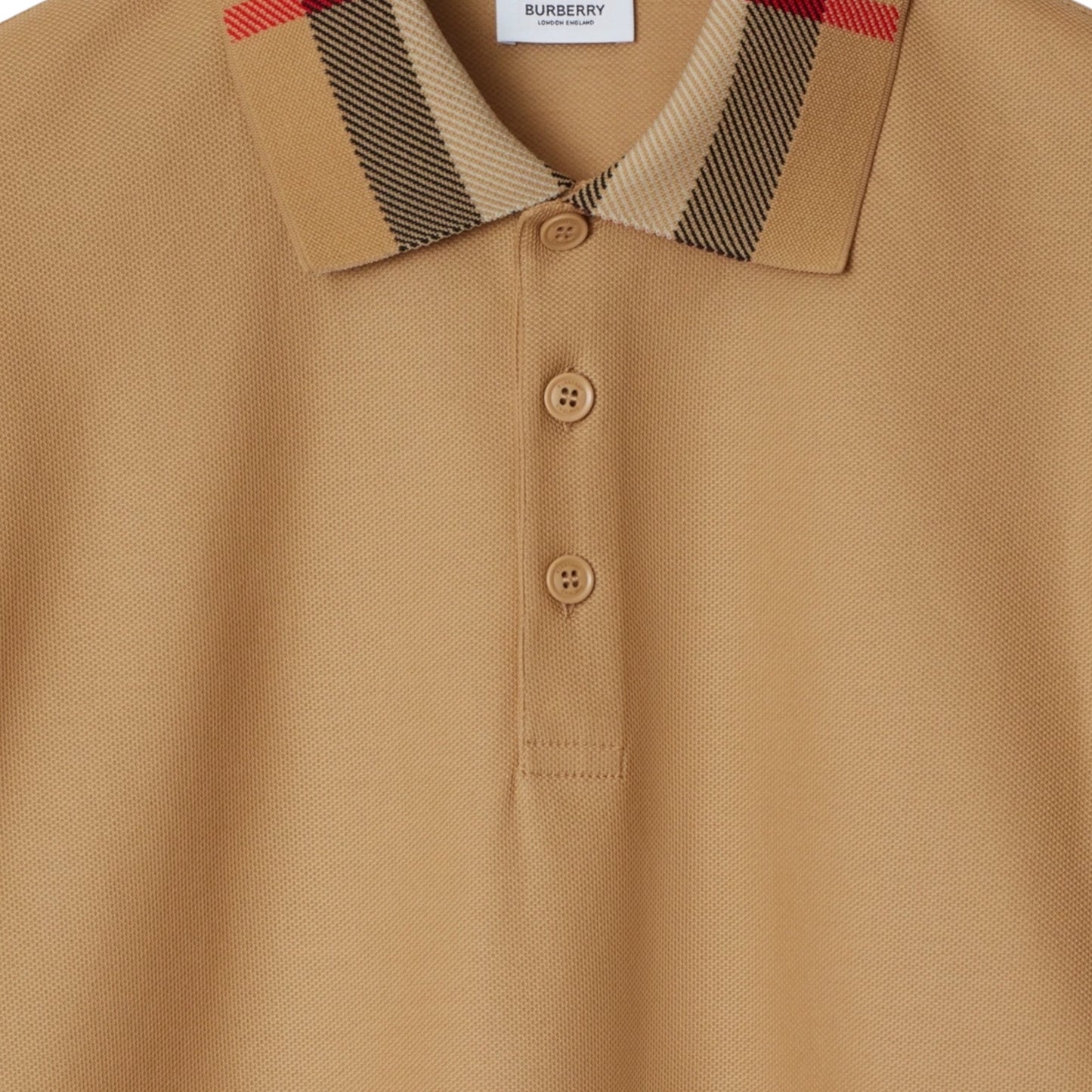 BURBERRY CHECK COLLAR POLO SHIRT BEIGE