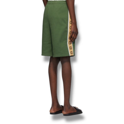 GUCCI GG REFLECTIVE TRIM JERSEY SHORTS GREEN