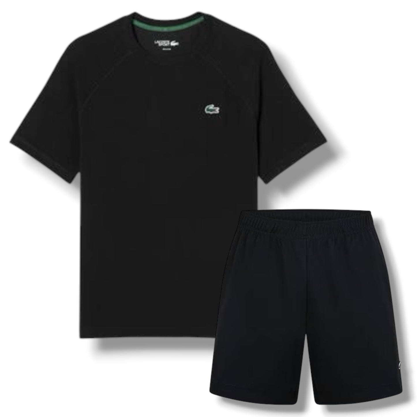 LACOSTE TECH GYM SET T-SHIRT & SHORTS BLACK