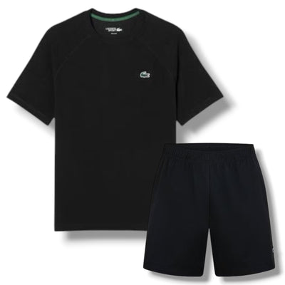 LACOSTE TECH GYM SET T-SHIRT & SHORTS BLACK