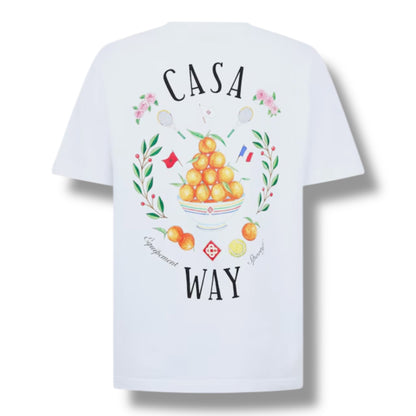 CASABLANCA CASA WAY ORANGES T-SHIRT WHITE