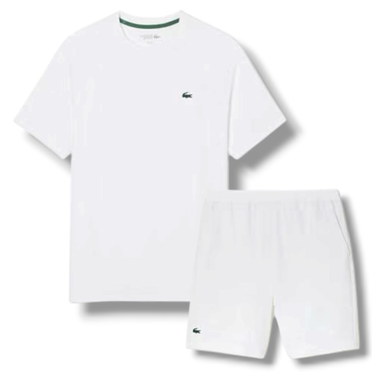 LACOSTE TECH GYM SET T-SHIRT & SHORTS WHITE