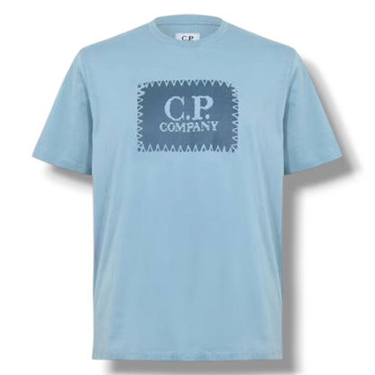 CP COMPANY STAMP LOGO T-SHIRT SILVER BLUE