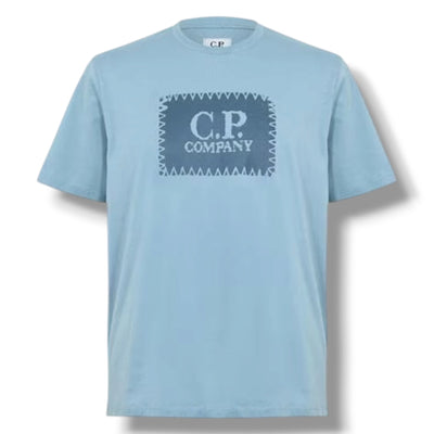 CP COMPANY STAMP LOGO T-SHIRT SILVER BLUE