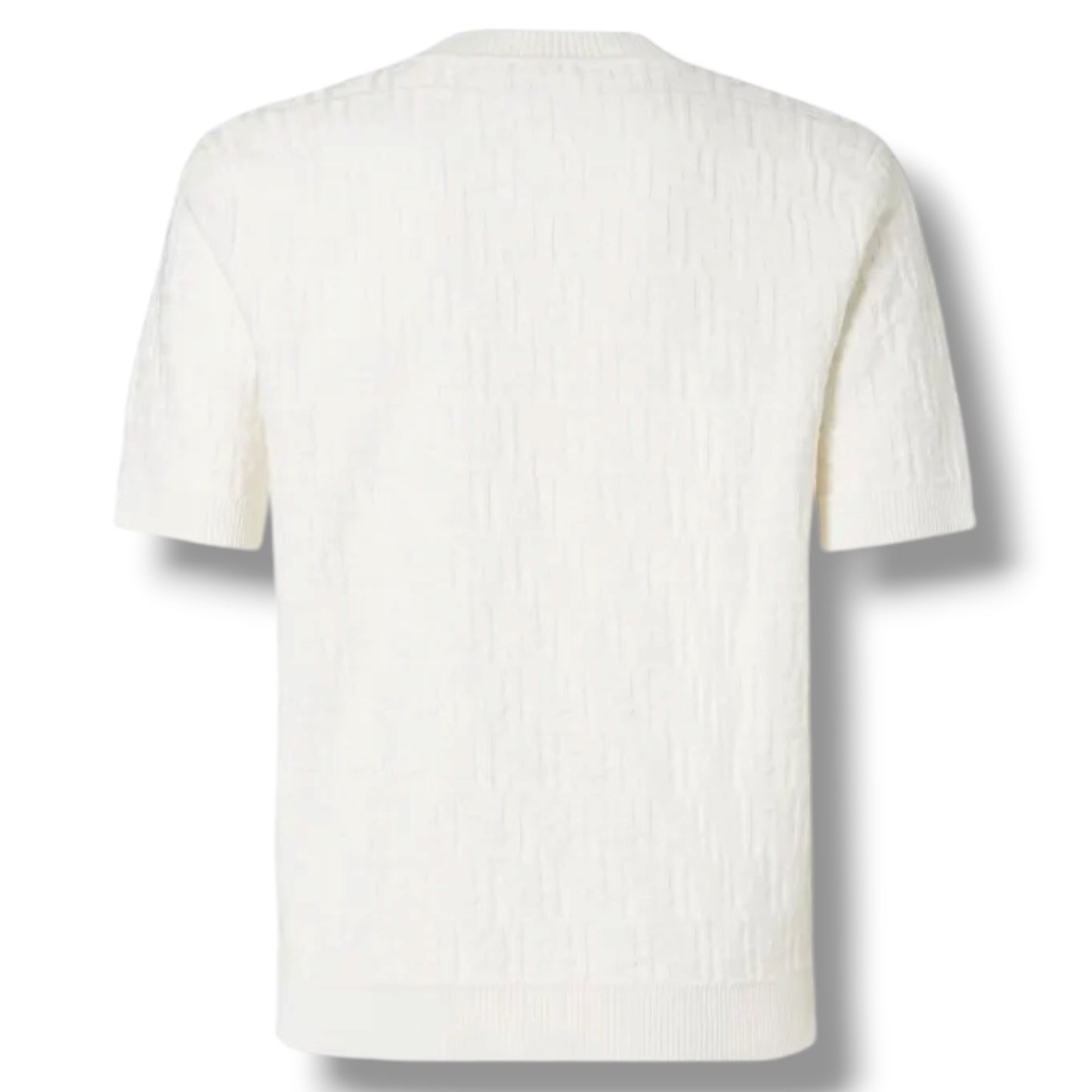 FENDI THIN KNIT FF ALL OVER LOGO T-SHIRT WHITE