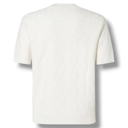 FENDI THIN KNIT FF ALL OVER LOGO T-SHIRT WHITE