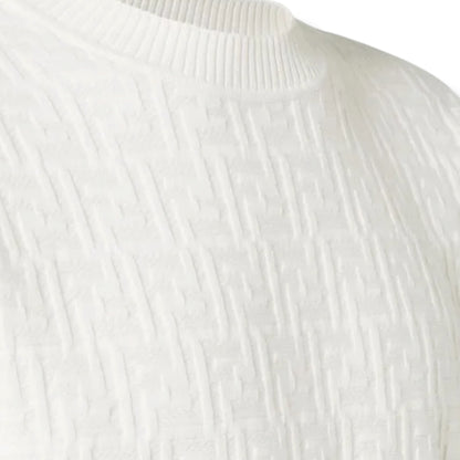 FENDI THIN KNIT FF ALL OVER LOGO T-SHIRT WHITE