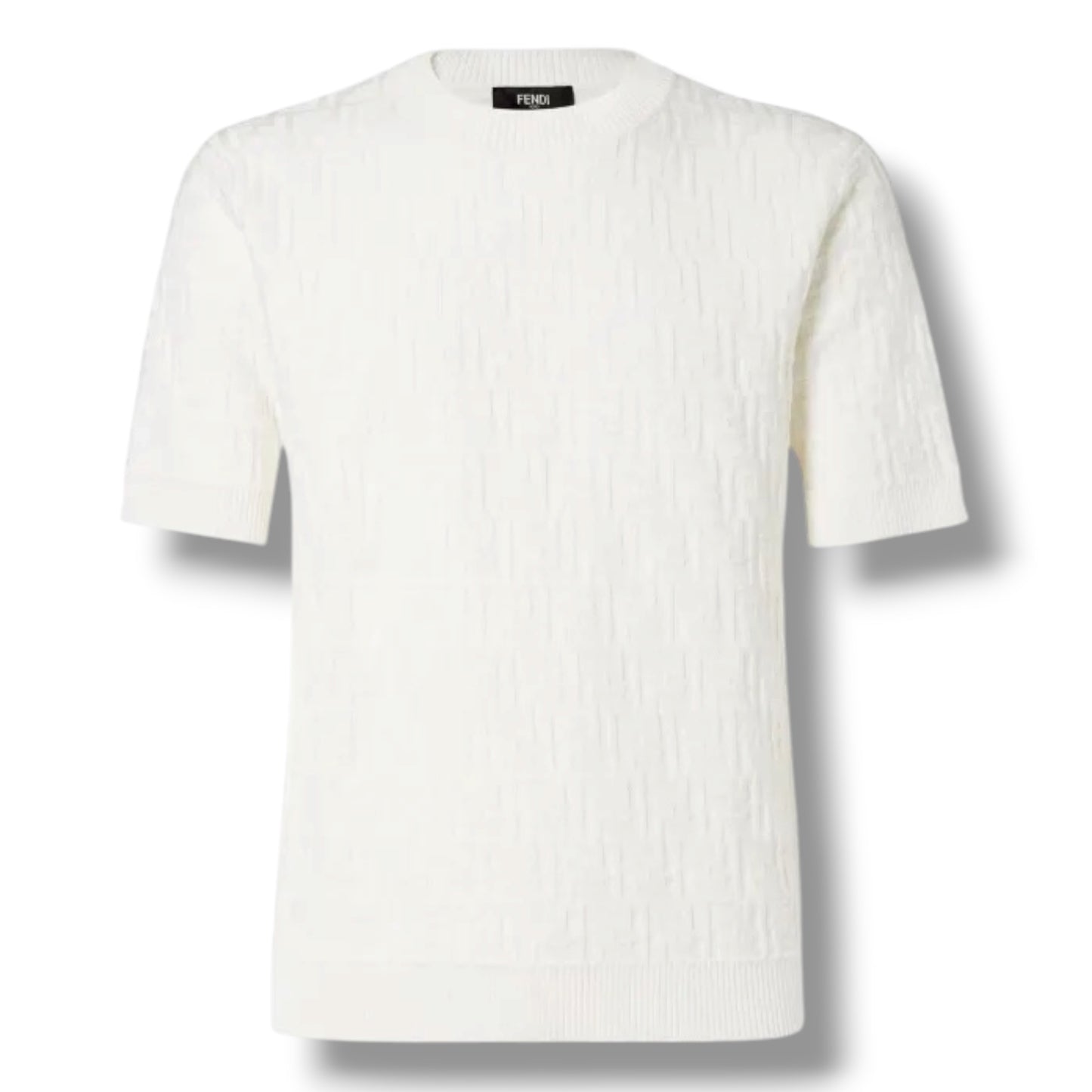 FENDI THIN KNIT FF ALL OVER LOGO T-SHIRT WHITE